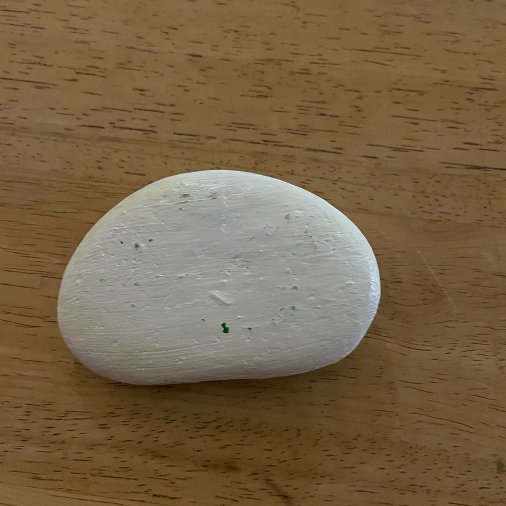Hand crafted painted floral paw rock white background stone 3x1.5 inch approx - Picture 8 of 13